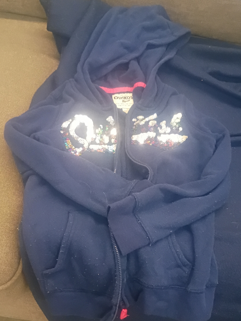 OshKosh B'gosh Navy Sequin Zip Hoodie